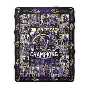 Super Cozy Baltimore Ravens NFL Champions Plush Soft Throw Sherpa Blanket